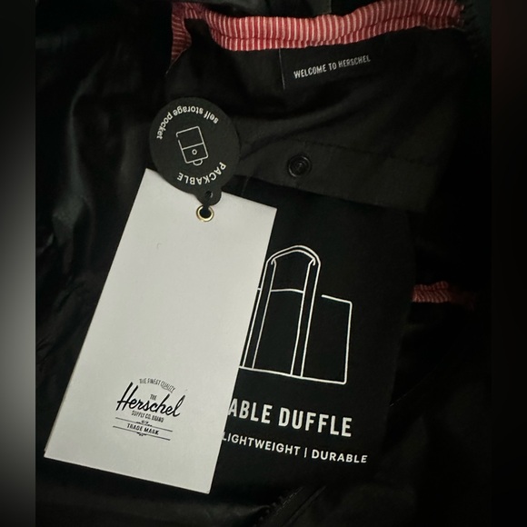 Herschel Self Folding Black Nylon Tote Bag - Picture 6 of 11